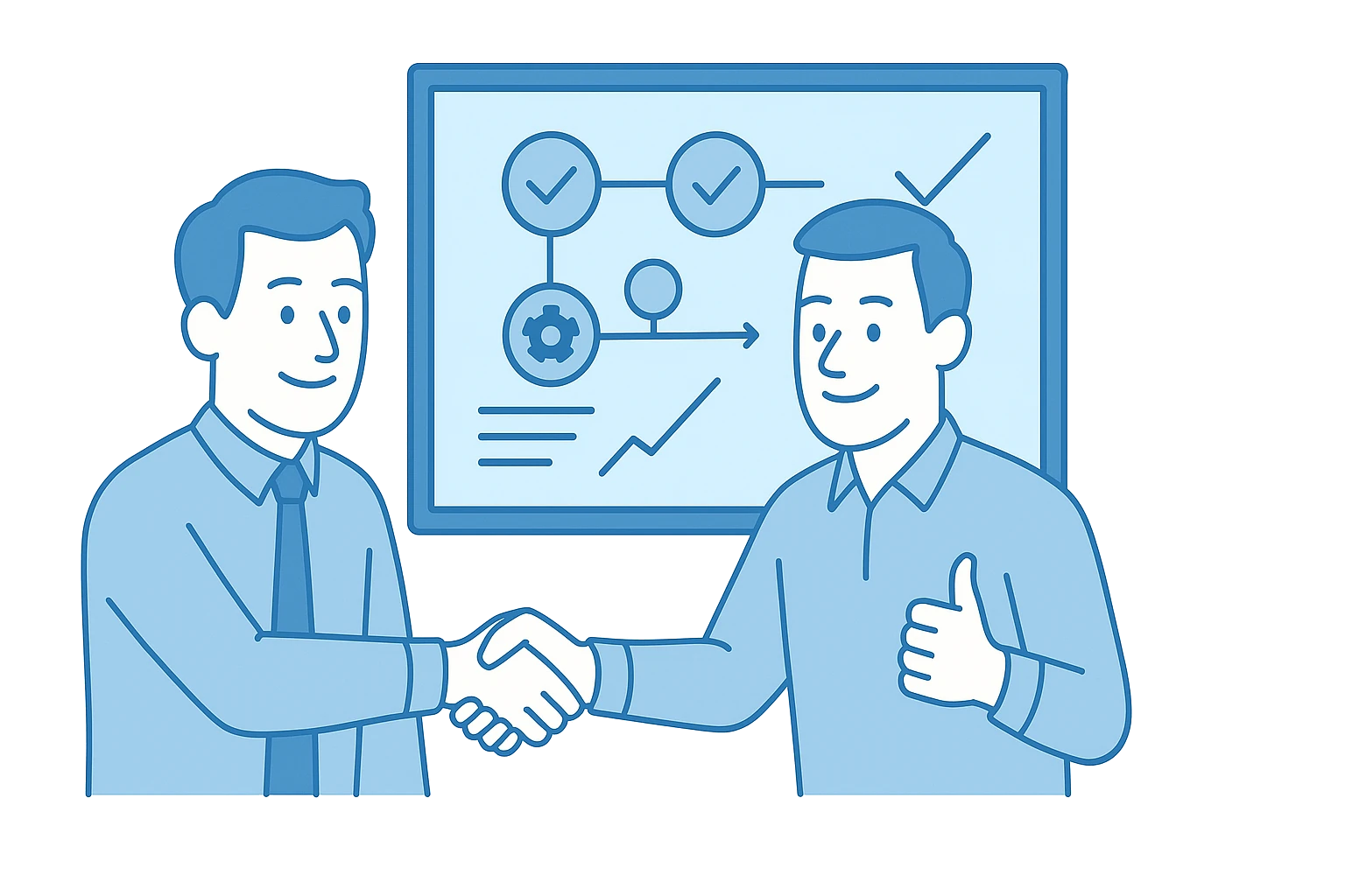 Zwei Fachleute geben sich die Hand – Symbol für erfolgreiche IT-Partnerschaft.